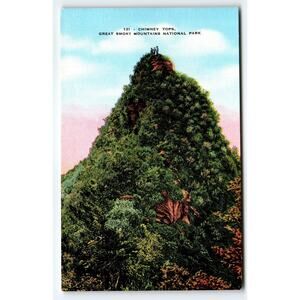 Vintage Linen Postcard Chimney Tops Great Smoky Mountains National Park